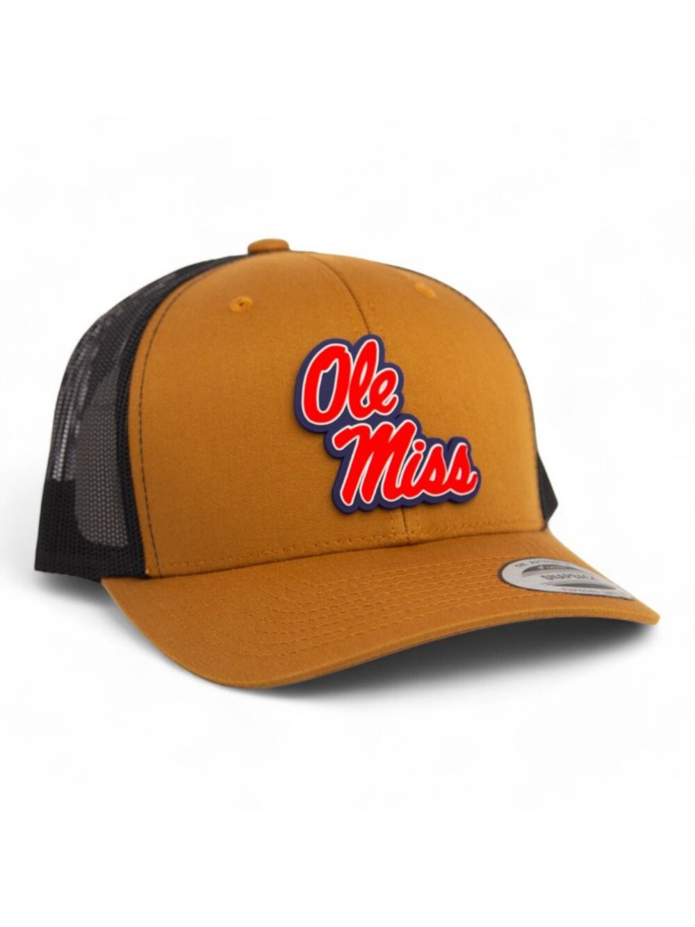 Ole Miss Rebels 3D YP Snapback Trucker Hat- Caramel/ Black
